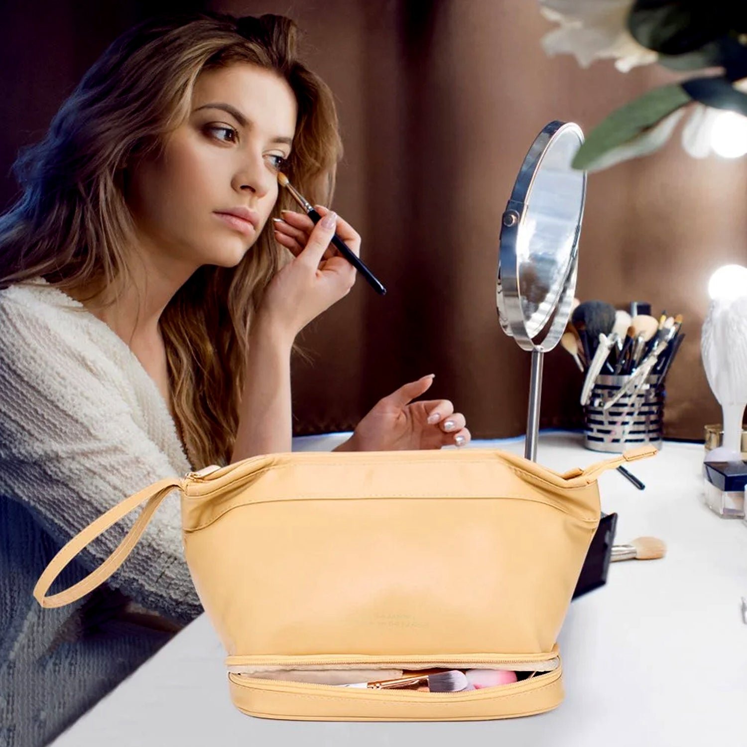 Makeup Storage Bag – Spacious Dual-Compartment Organizer