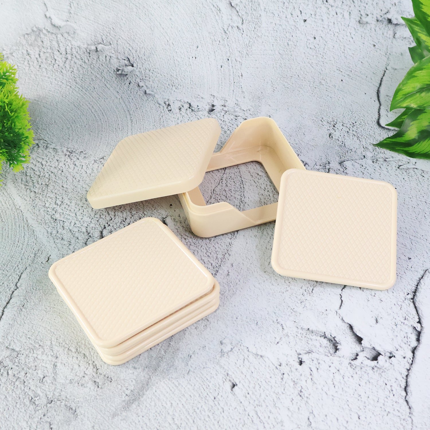 Ganesh Square Coasters Set – Heat-Resistant with Storage Box
