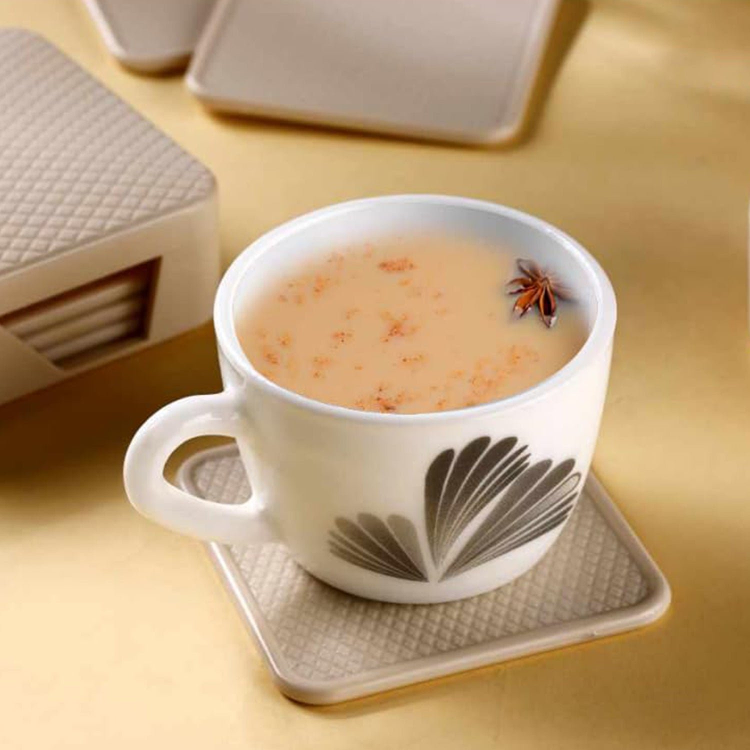 Ganesh Square Coasters Set – Heat-Resistant with Storage Box