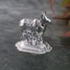 Kamdhenu Cow & Tulsi Plant Silver-Plated Pair – Divine Pooja Décor