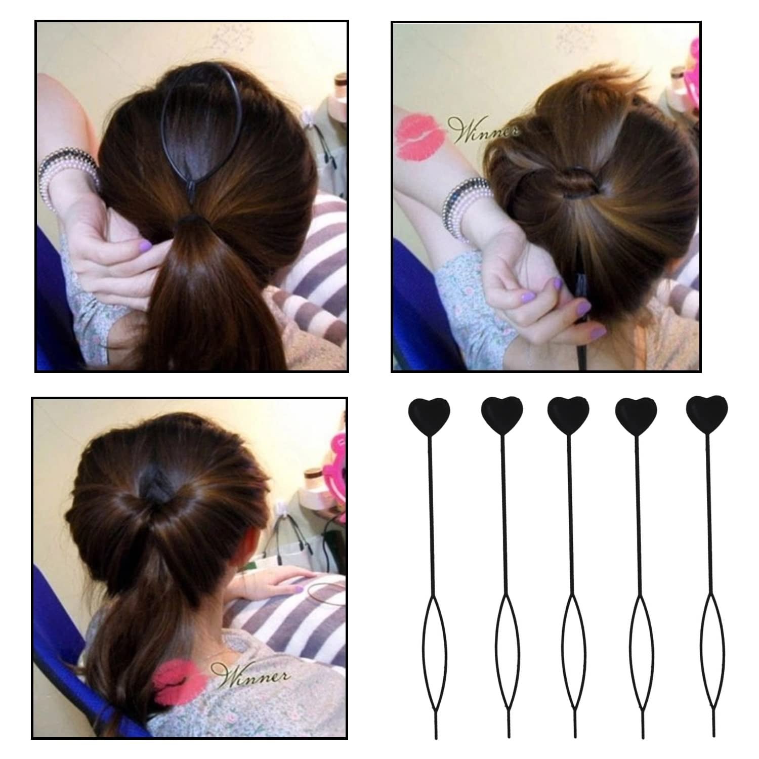 Heart-Shaped Hairpin Set – Stylish Black Clips for All Hair Types