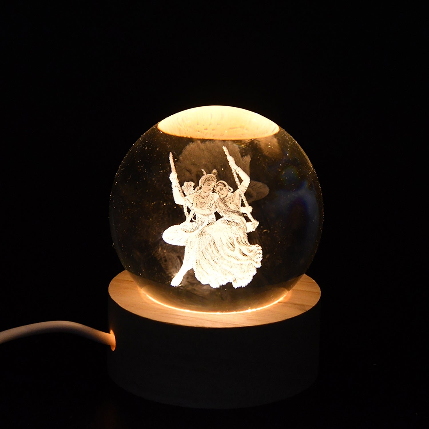 Radha Krishna 3D Crystal Ball Lamp – Divine Home Decor |