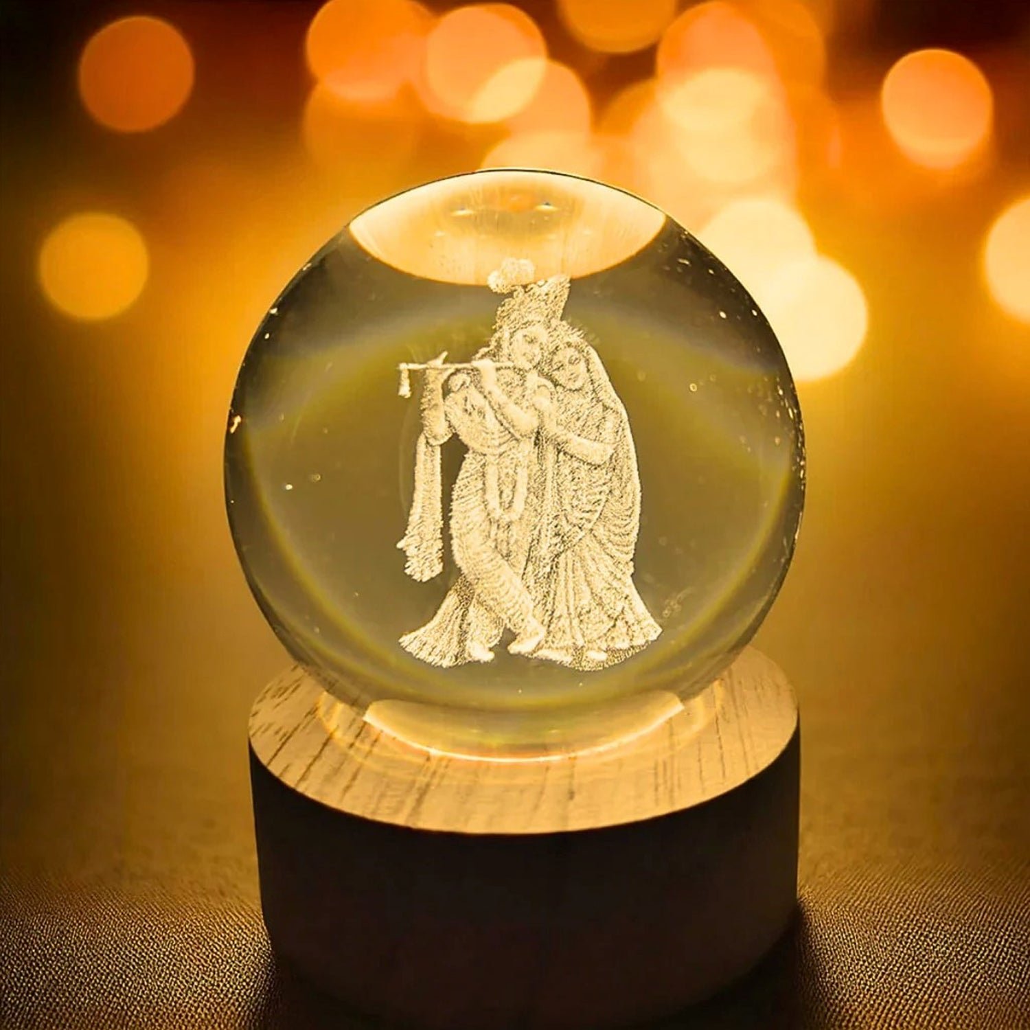 Radha Krishna 3D Crystal Lamp – Spiritual Home Decor |
