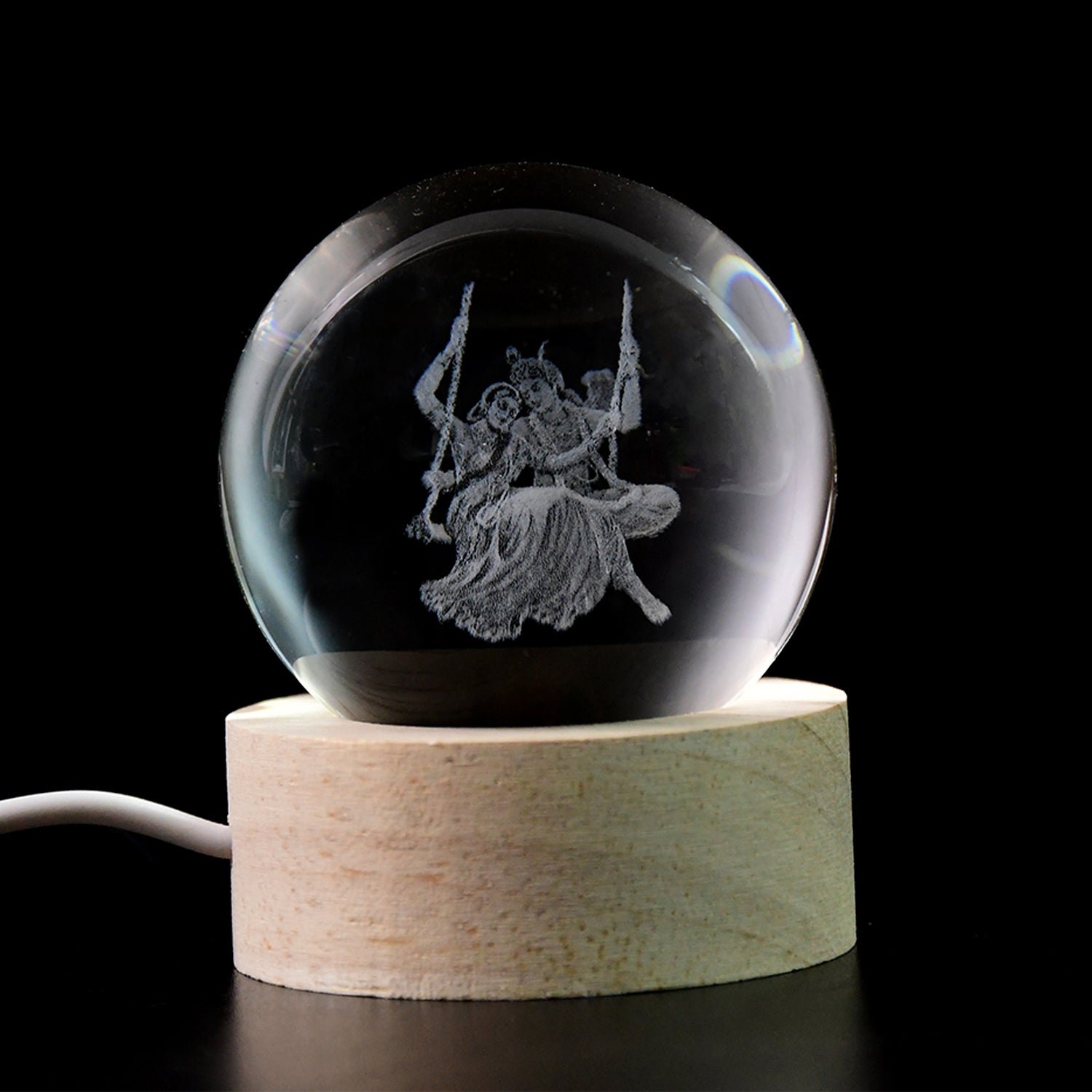 Radha Krishna 3D Crystal Ball Lamp – Divine Home Decor |