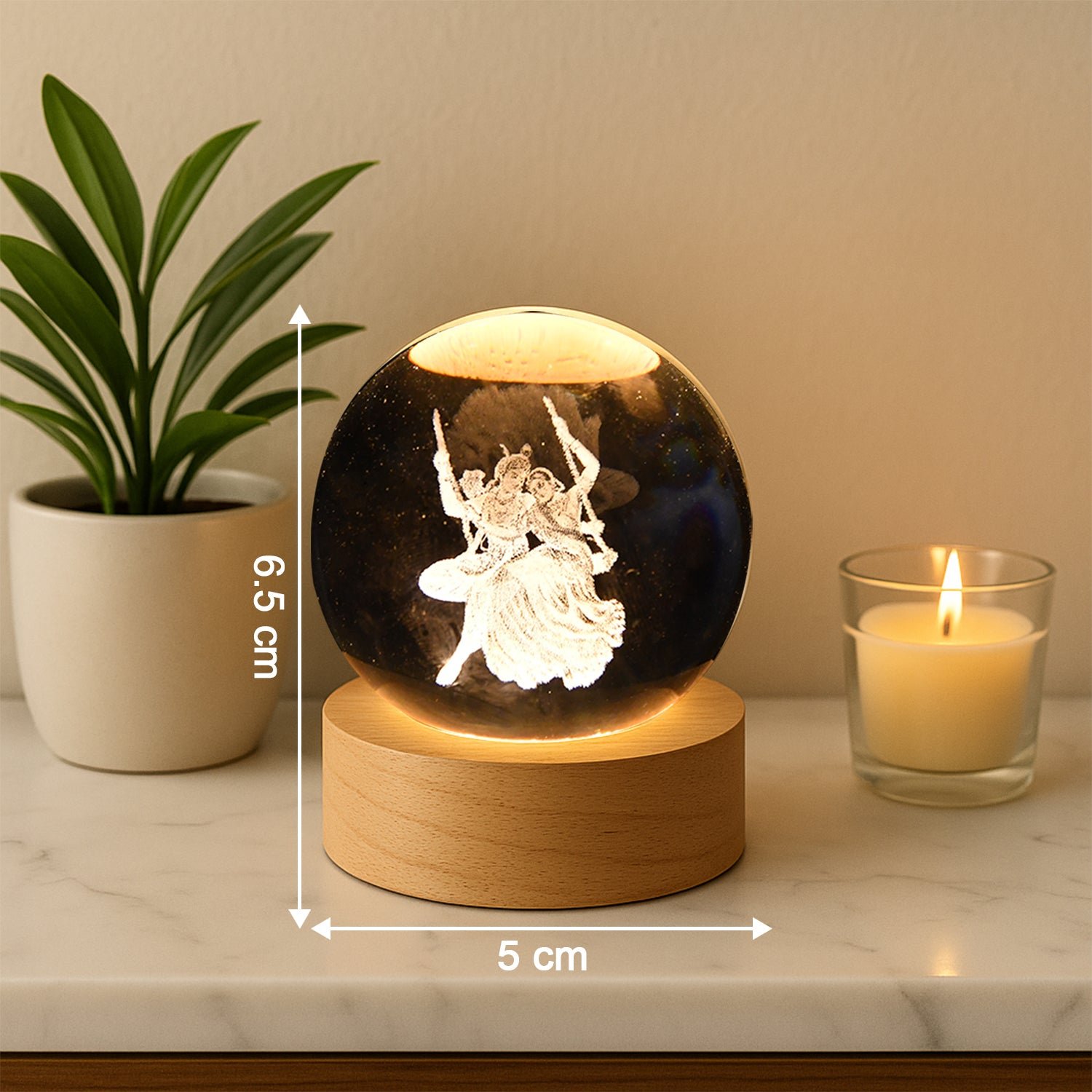 Radha Krishna 3D Crystal Ball Lamp – Divine Home Decor |