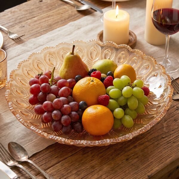 Glass Round Serving Plate 23 x 23 Cm Decorative Fruit Snack Platter (1 Pc)