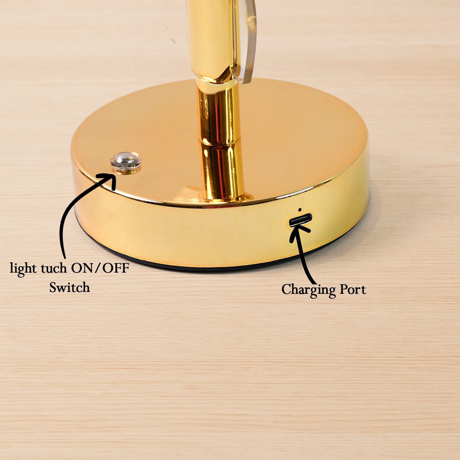 Crystal Table Lamp – Luxury Golden Leaf Design with USB Charging