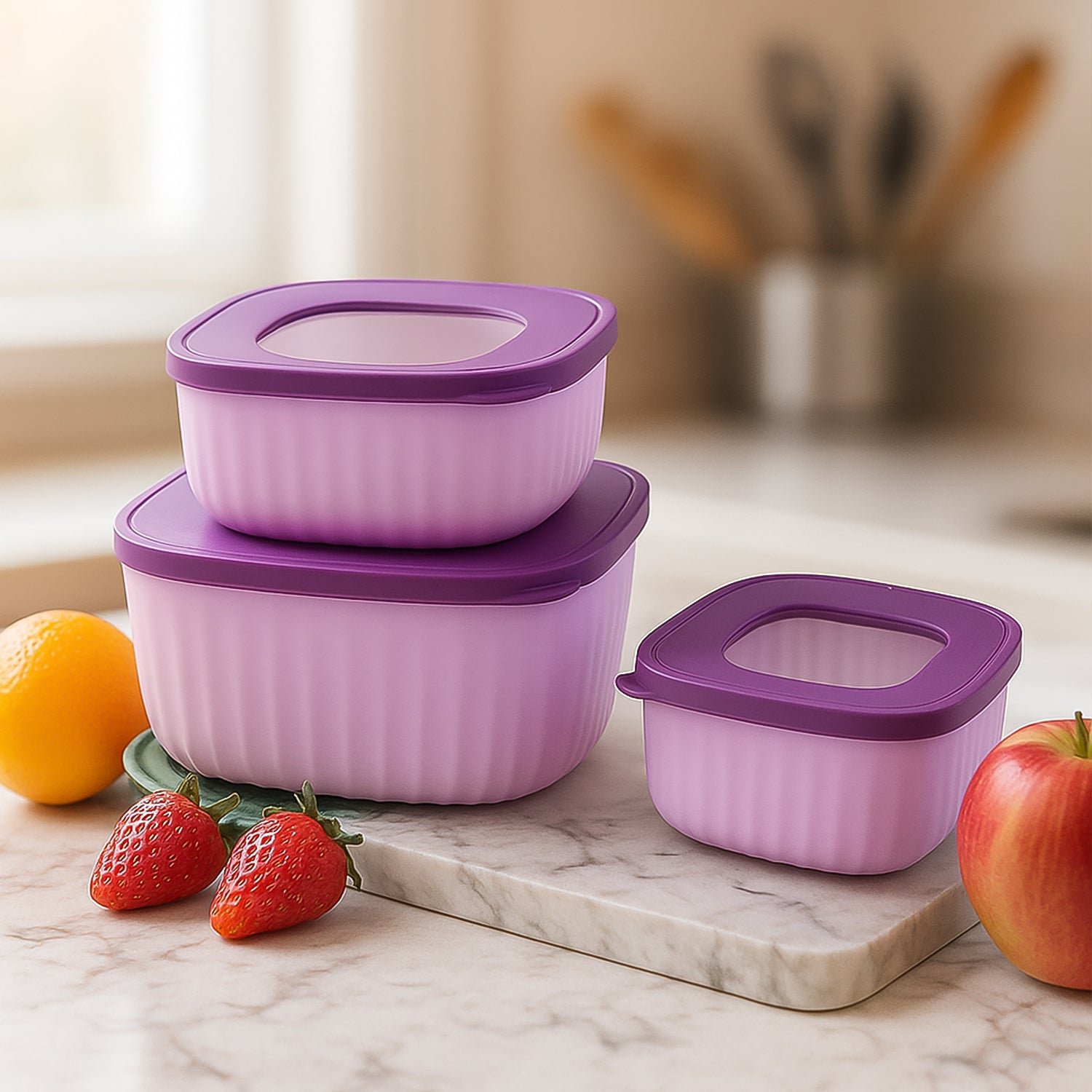 Food Storage Container Set – Leak-Resistant, Stackable 3-Piece