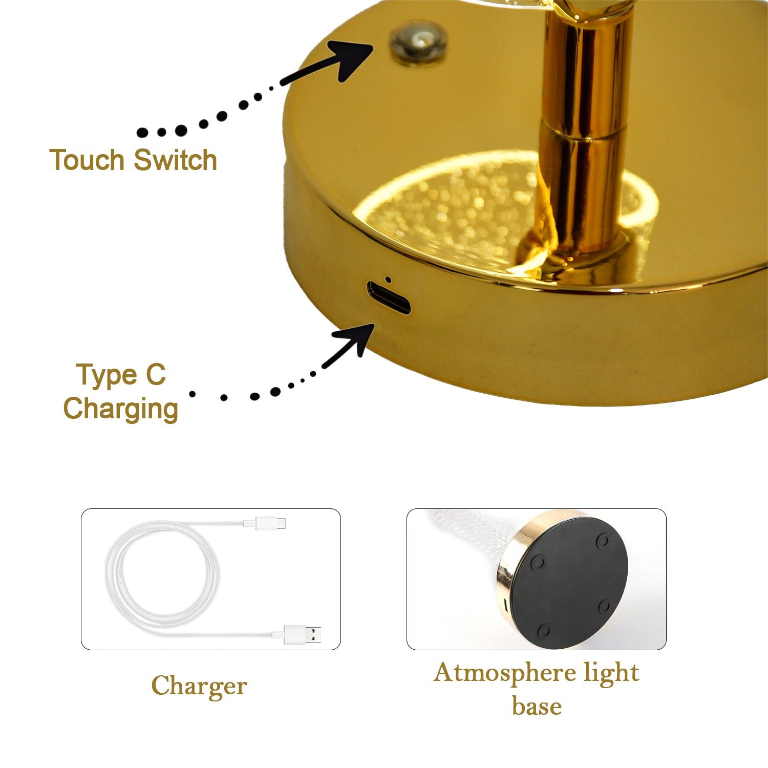 Crystal Table Lamp – Sparkle Design with Golden Base LED