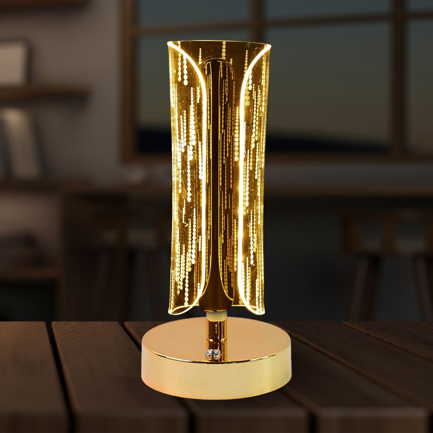 Crystal Table Lamp – Tall Cylinder Shape with USB Charging