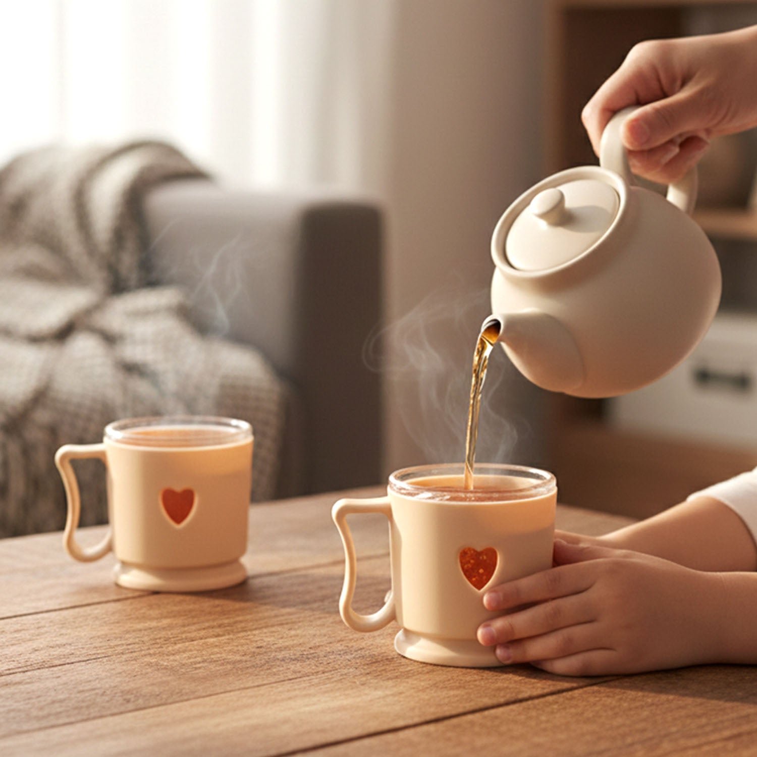 Mini Tea Coffee Mug Set – Elegant Heart Design, 100ML (6 Pieces)
