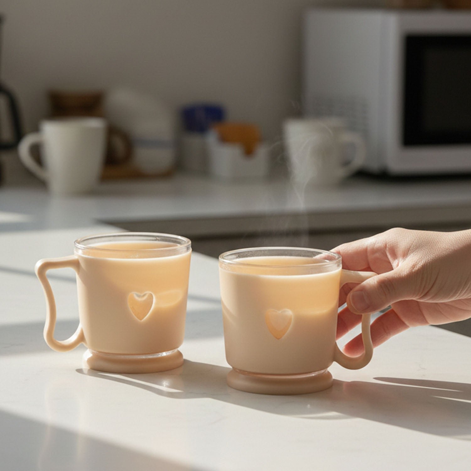 Mini Tea Coffee Mug Set – Elegant Heart Design, 100ML (6 Pieces)