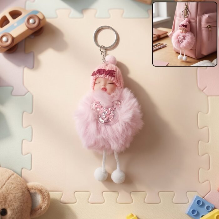 Plush Doll Keychain – Soft Fur Ball Charm