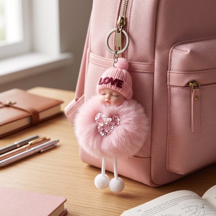 Plush Doll Keychain – Soft Fur Ball Charm