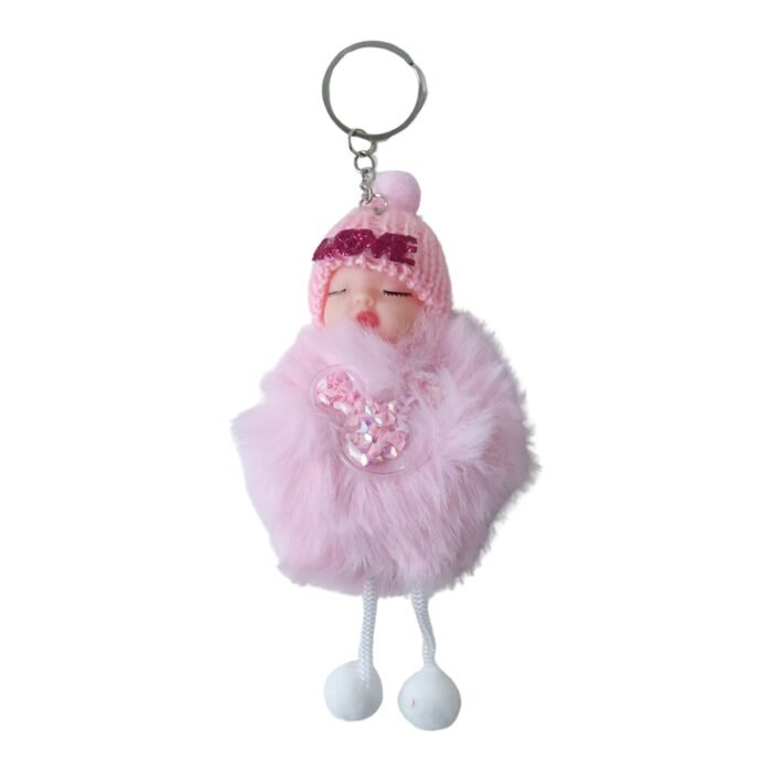Plush Doll Keychain – Soft Fur Ball Charm