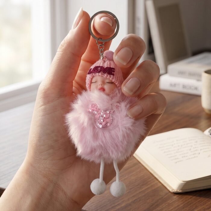 Plush Doll Keychain – Soft Fur Ball Charm