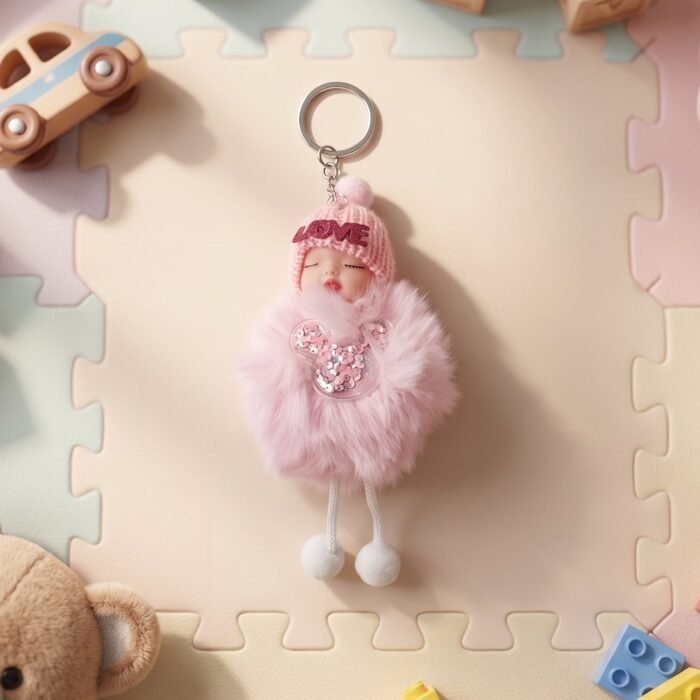 Plush Doll Keychain – Soft Fur Ball Charm