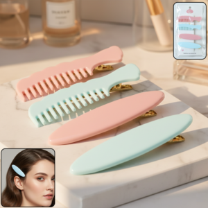 CuteHairclips-WOSKU-01 Pastel Comb Hair Clip Set โ Lightweight Daily Styling Pack of 4