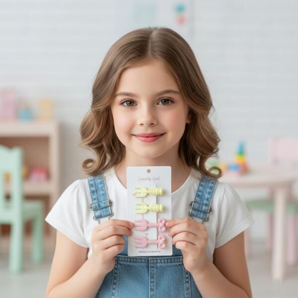 Mini Fork Hair Clips – Pastel Set of 4 for Girls & Women