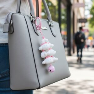 Cloud Keychain with Bell Colorful Cartoon Design