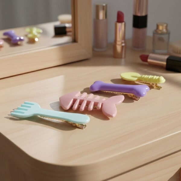 Cartoon Hair Clips – Playful & Secure 4-Pc Hair Accessories