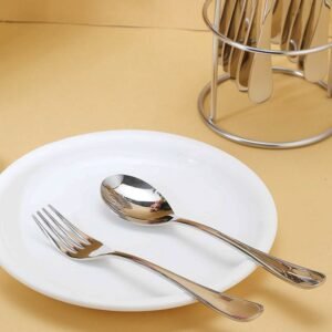Stainless Steel Cutlery Set – 16-Piece with Elegant Stand