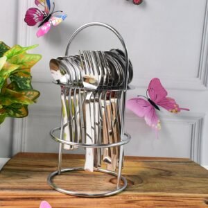 Stainless Steel Cutlery Set – 16-Piece with Elegant Stand