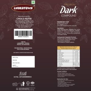 Dark Chocolate Compound – 500gm Baking Slab | Chocotown