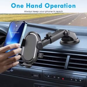 Car Mobile Holder – Adjustable 360° Suction Mount with One-Touch Lock