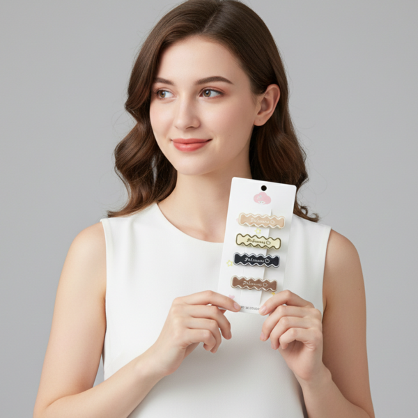 Elegant Design Hair Clips – Stylish 4-Pc Snap Set for Women