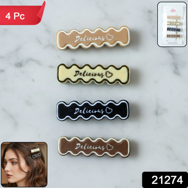 Elegant Design Hair Clips – Stylish 4-Pc Snap Set for Women