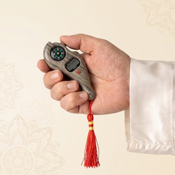 Wooden Digital Tasbih Counter Handheld LCD Mantra Jaap Counter with Compass (1 Pc)