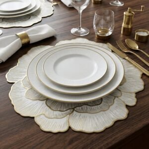 Round Floral PVC Table Mat – Waterproof & Heat Resistant for Dining