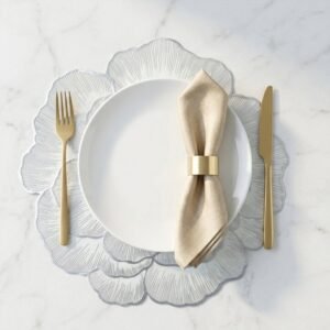 Round Floral PVC Table Mat – Waterproof & Heat Resistant for Dining