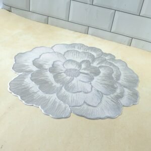 Round Floral PVC Table Mat – Waterproof & Heat Resistant for Dining