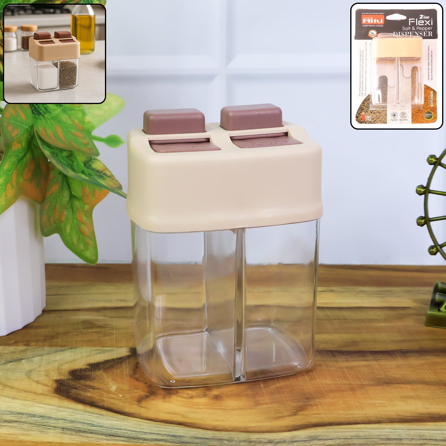 Salt and Pepper Dispenser – Dual Chamber 2-in-1 Spice Shaker