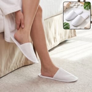 Soft Closed Toe Slippers for Hotel Spa Guest and Home White 28 x 11...