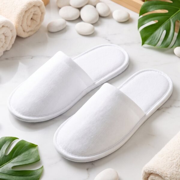 Soft Closed Toe Slippers for Hotel Spa Guest and Home White 28 x 11...