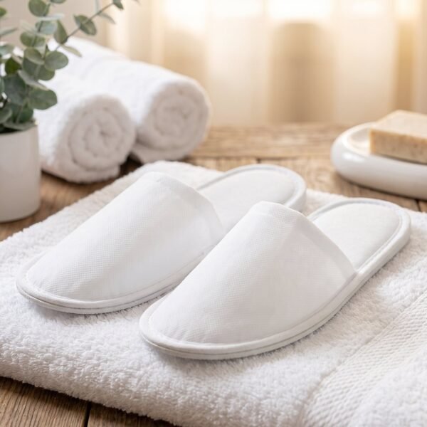 Soft Closed Toe Slippers for Hotel Spa Guest and Home White 28 x 11...