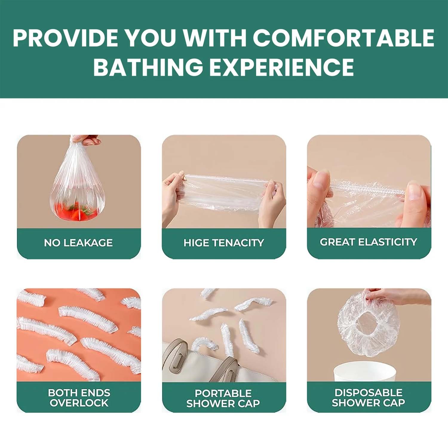 Men's Disposable Shower Caps – Waterproof Hair Protection Pack of 5