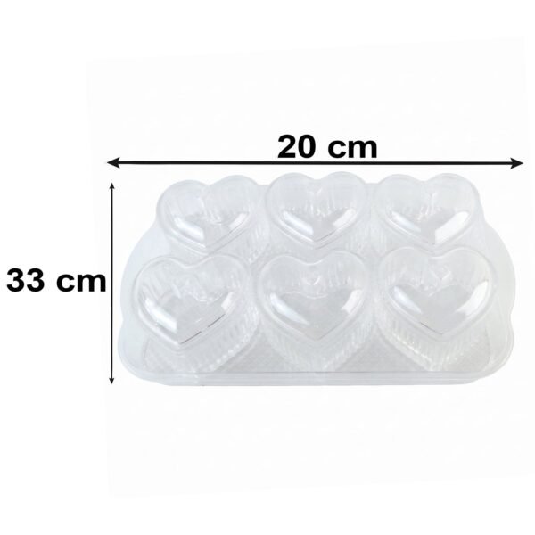 Heart Shape Dessert Bowl Set 6 Pc with Tray and Lids Serving Bowls (6 Pc Set)