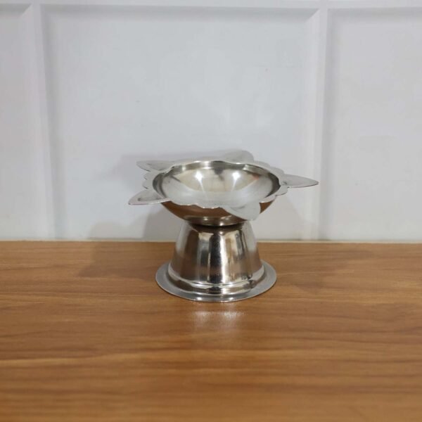 Sunflower Diya Stand – Big Stainless Steel Oil Lamp Holder