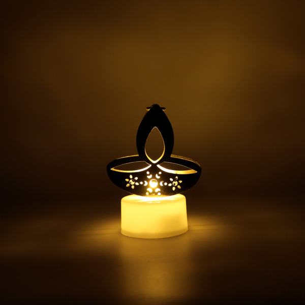 DiyaLight-05 Golden Diya LED Tealight Candles – Elegant Flameless Decor Set