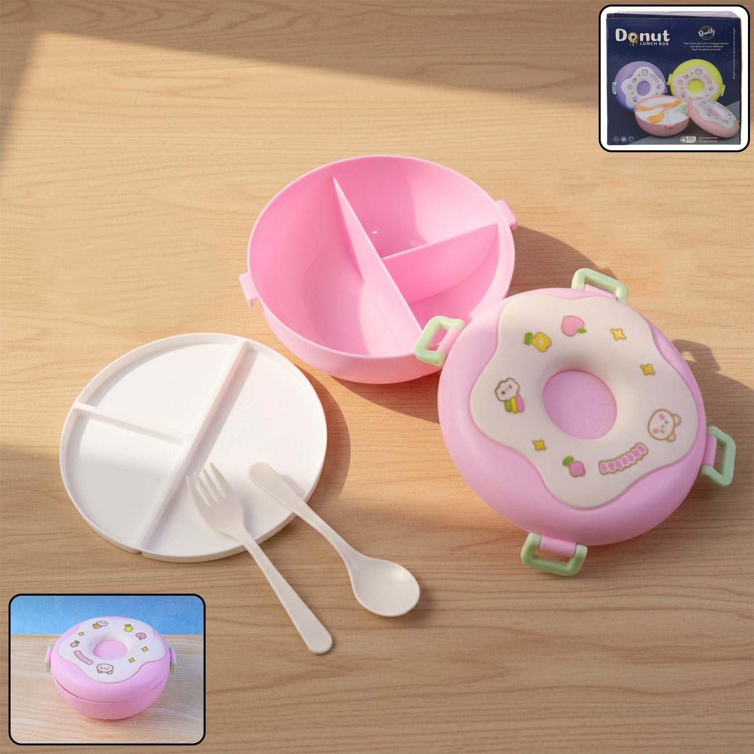 Donut Lunch Box – Insulated 3-Compartment for Kids & Adults | Lunchie Bunchie