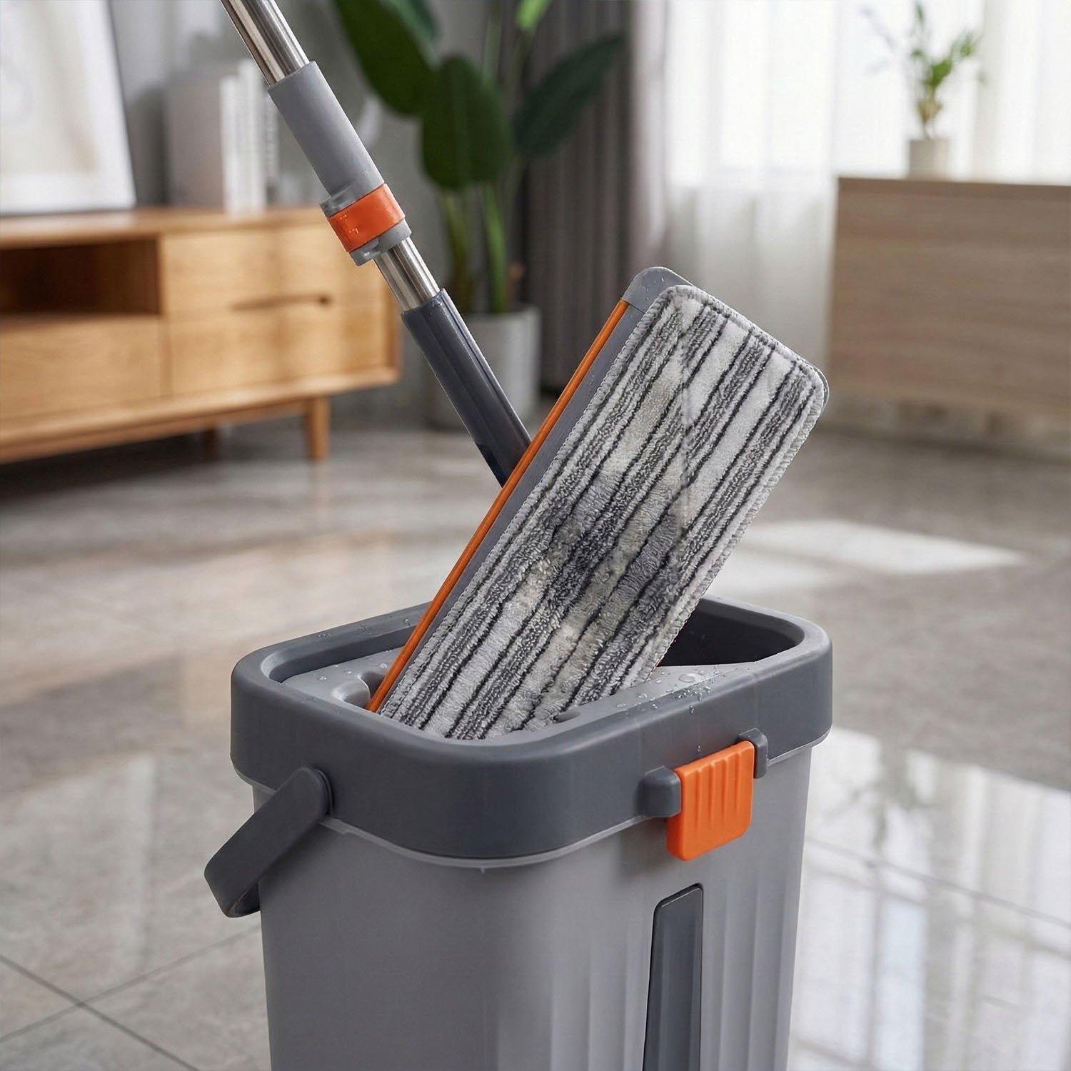 DoubleMopBucket-03 Small Flat Mop Bucket Set – Compact Multipurpose Cleaning Kit
