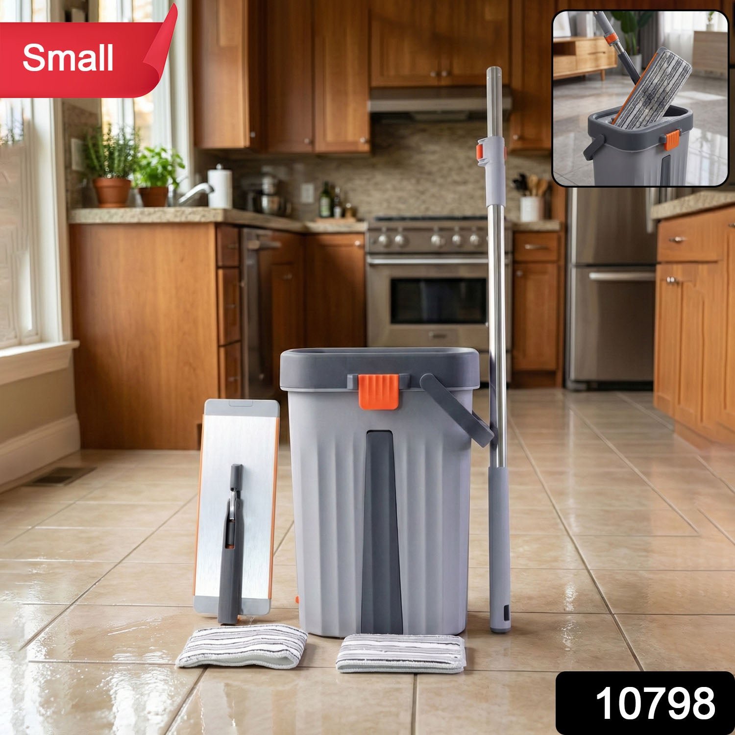 DoubleMopBucket-WSKU-01 Small Flat Mop Bucket Set – Compact Multipurpose Cleaning Kit