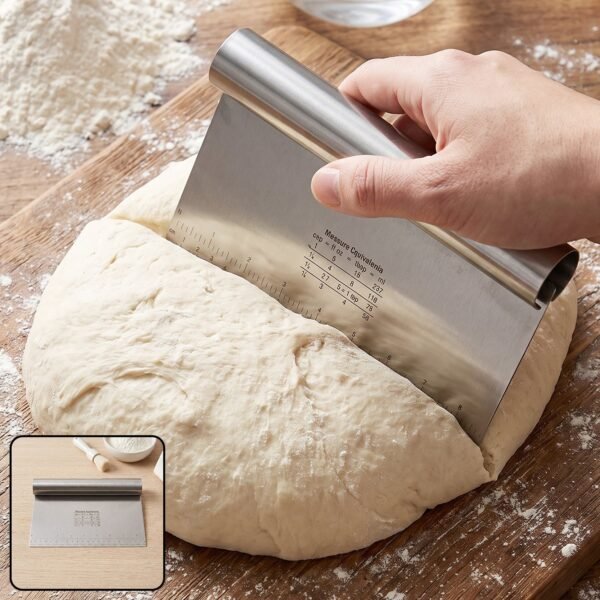 Dough-Cutter-1.jpg Big Stainless Steel Dough Scraper Cutter 22 x 12 Cm with Scale (1 Pc)