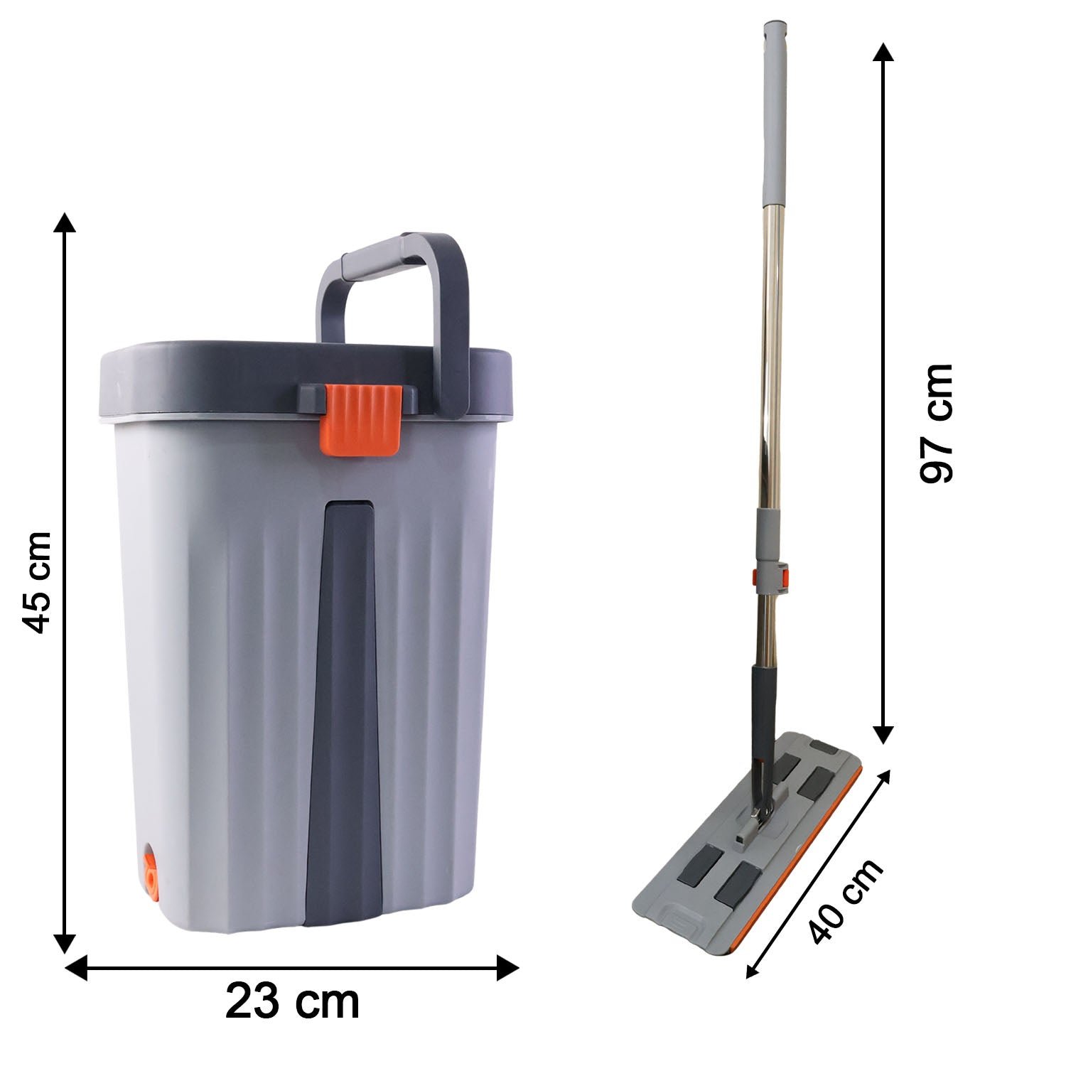 Flat Mop with Bucket Set – Big Size, Easy Press Wringer