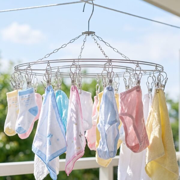 Stainless Steel Round Multi Clip Drying Hanger for Socks and Underwear (1 Pc)