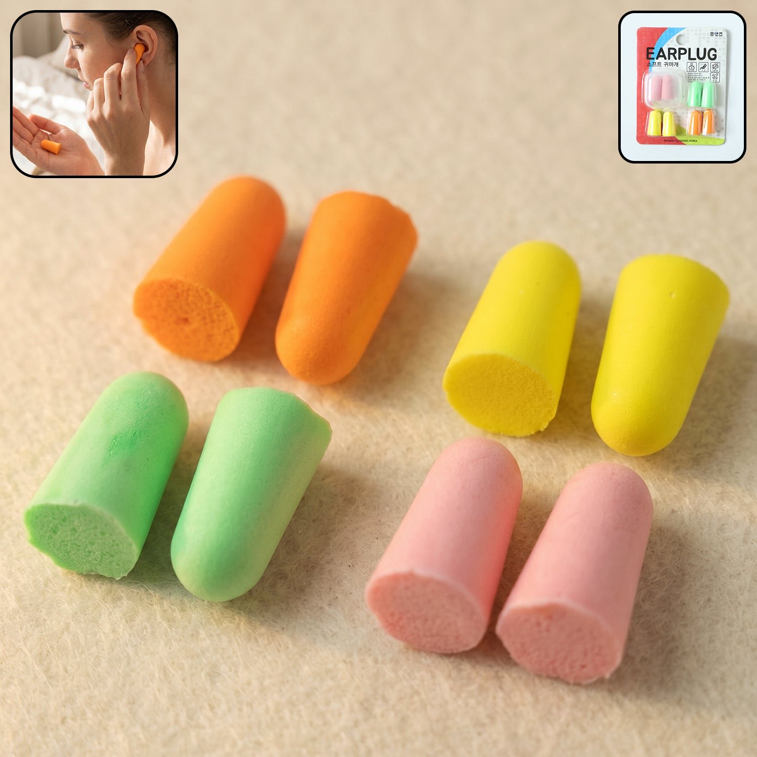 Soft Foam Earplugs – Comfortable Noise Reduction 4 Pairs